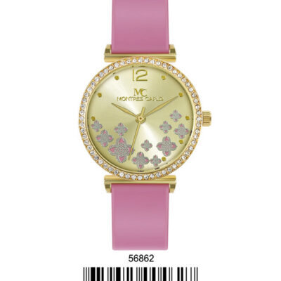 DACQA Silicone Band Watch – Gold/Pink