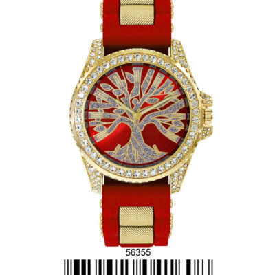 DACQA Silicone Band Watch – Gold/Red