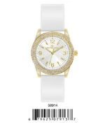 DACQA Silicone Band Watch – Gold/White