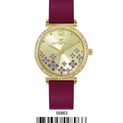 DACQA Silicone Band Watch – Gold/Wine