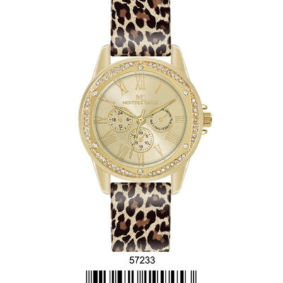 DACQA Silicone Band Watch – Leopard/Gold