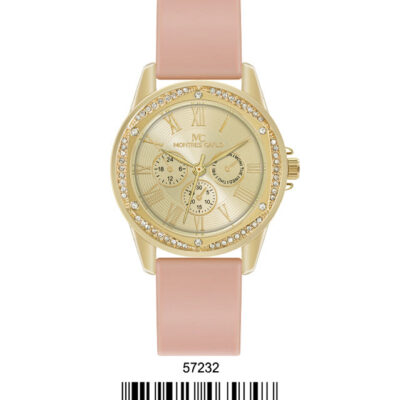 DACQA Silicone Band Watch – Pink/Gold