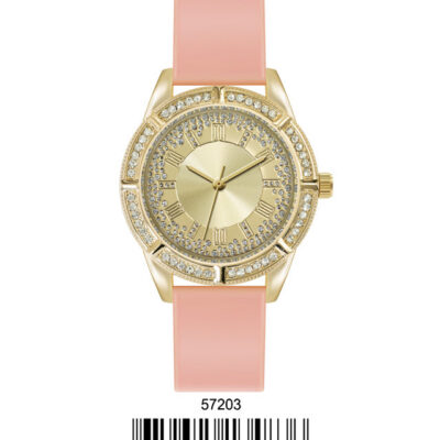 DACQA Silicone Band Watch – Pink/Gold