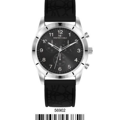 DACQA Silicone Band Watch – Silver/Black