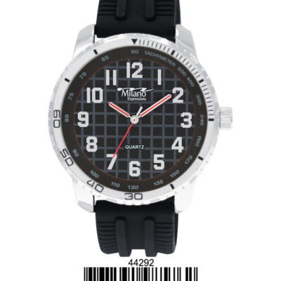 DACQA Silicone Band Watch – Silver/Black
