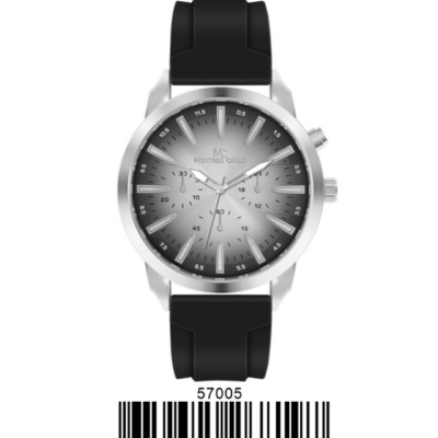 DACQA Silicone Band Watch – Silver/Black