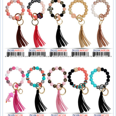 DACQA Tassel Wrist Keyring – Fall Print Tan