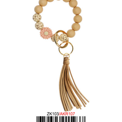 DACQA Tassel Wrist Keyring – Fall Print Tan