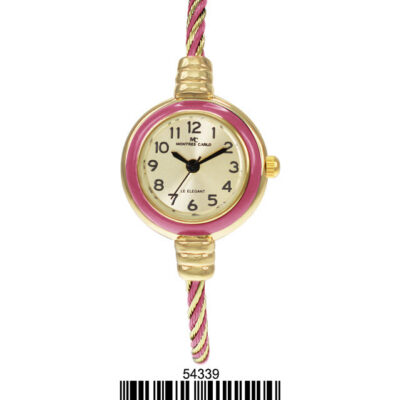 DACQA Wired Bangle Watch – Gold/Pink