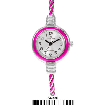 DACQA Wired Bangle Watch – Silver/Pink
