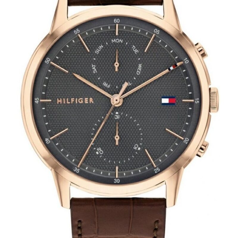 Tommy Hilfiger Men's 44mm Ss Ip Rose Gold Watch (1710435)
