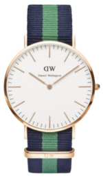 Daniel Wellington Classic Warwick DW00100005 Unisex 40mm Rose Gold Watch - White Dial, Multicolour Striped Textile Strap