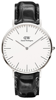 Daniel Wellington Classic Reading DW00100014 Unisex 40mm Rose Gold Quartz Watch - Eggshell White Dial, Black Croc-Pattern Leather Strap