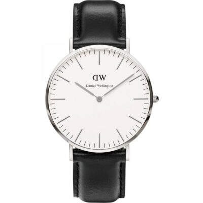 Daniel Wellington Classic Sheffield DW00100020 Unisex 40mm Quartz Watch - Eggshell White Dial, Black Leather Strap