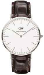 Daniel Wellington Classic York DW00100025 Unisex 40mm Stainless Steel Watch - White Dial, Dark Brown Leather Strap