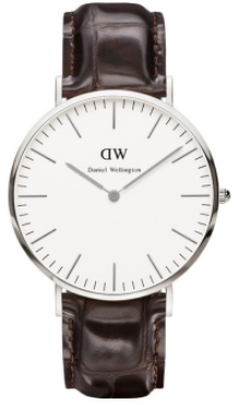 Daniel Wellington Classic York DW00100025 Unisex 40mm Stainless Steel Watch - White Dial, Dark Brown Leather Strap