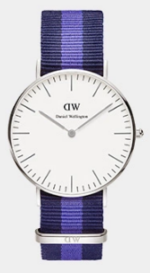 Daniel Wellington Classic Glasgow DW00100031 Women's 36mm Rose Gold Watch - White Dial, Blue and White NATO Strap