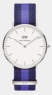 Daniel Wellington Classic Glasgow DW00100031 Women's 36mm Rose Gold Watch - White Dial, Blue and White NATO Strap