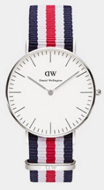 Daniel Wellington Classic DW00100034 Women's 36mm Rose Gold Watch - White Dial, Blue and White Nylon NATO Strap
