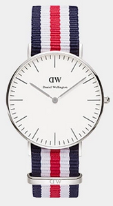 Daniel Wellington Classic DW00100034 Women's 36mm Rose Gold Watch - White Dial, Blue and White Nylon NATO Strap