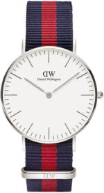 Daniel Wellington Classic Oxford DW00100046 Women's 36mm Time-Only Quartz Watch - White Dial, Red and Blue NATO Strap