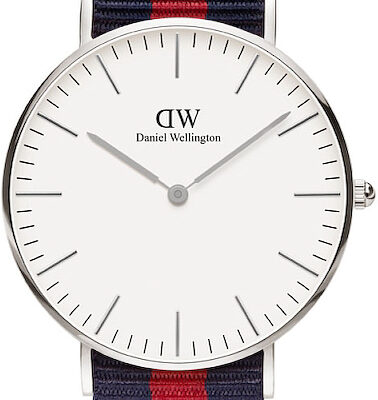 Daniel Wellington Classic Oxford DW00100046 Women's 36mm Time-Only Quartz Watch - White Dial, Red and Blue NATO Strap