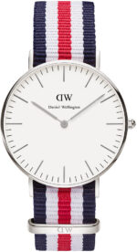 Daniel Wellington Classic Canterbury DW00100051 Women's 36mm Time-Only Quartz Watch - White Dial, Red, White and Blue NATO Strap