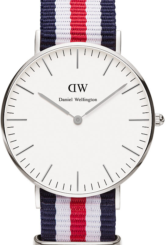Daniel Wellington Classic Canterbury DW00100051 Women's 36mm Time-Only Quartz Watch - White Dial, Red, White and Blue NATO Strap