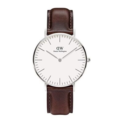 Daniel Wellington Classic Bristol DW00100056 Women's 36mm Quartz Watch - White Dial, Dark Brown Leather Strap