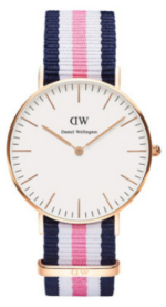 Daniel Wellington Classic Reading DW00100058 Women's 36mm Quartz Watch - Eggshell White Dial, Black Crocodile-Grain Leather Strap