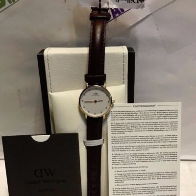 Daniel Wellington Classy St Mawes DW00100059 Women's 26mm Rose Gold Quartz Watch - White Dial, Brown Leather Strap