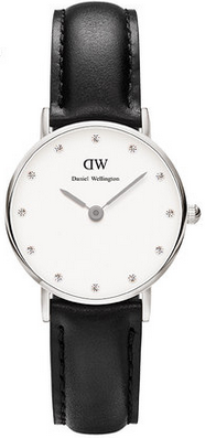 Daniel Wellington Classy Sheffield DW00100060 Women's 26mm Rose Gold Quartz Watch - Antique White Dial, Black Leather Strap