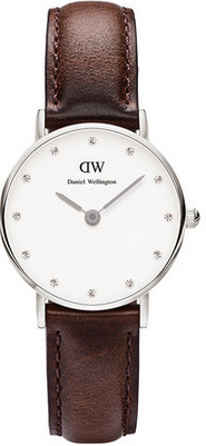 Daniel Wellington Classy Bristol DW00100062 Women's 26mm Quartz Watch - White Dial, Brown Leather Strap