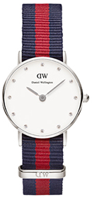 Daniel Wellington Classy Oxford DW00100064 Women's 26mm Rose Gold Quartz Watch - White Dial, Navy and Red Striped Nylon Strap