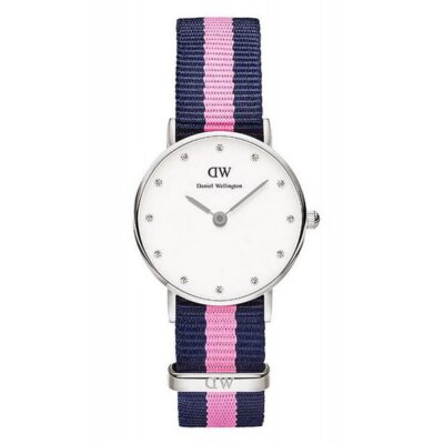 Daniel Wellington Classy Winchester DW00100073 Women's 26mm Quartz Watch - White Dial, Blue and Pink Nylon Strap