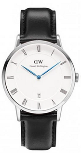 Daniel Wellington Dapper 38 Sheffield DW00100084 Unisex 38mm Quartz Date Watch - White Dial, Black leather Strap