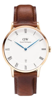 Daniel Wellington Dapper 38 St Mawes DW00100087 Unisex 38mm Quartz Date Watch - White Dial, Brown leather Strap