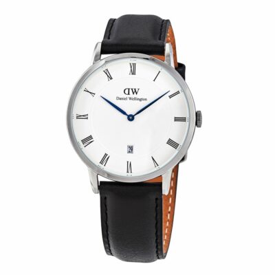 Daniel Wellington Dapper 38 Sheffield DW00100088 Unisex 38mm Quartz Watch - Eggshell White Dial, Black Leather Strap