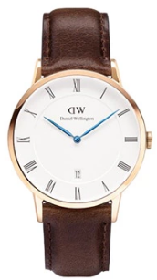 Daniel Wellington Dapper 38 York DW00100089 Unisex 38mm Quartz Watch - White Dial, Dark Brown Croc-Texture Leather Strap