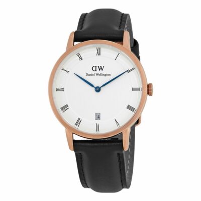 Daniel Wellington Dapper 34 Sheffield DW00100092 Women's 34mm Quartz Watch - White Dial, Black Leather Strap