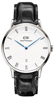 Daniel Wellington Dapper Reading DW00100107 Unisex 38mm Rose Gold Date Watch - White Dial, Black Leather Strap