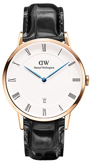 Daniel Wellington Dapper Reading DW00100108 Unisex 38mm Silver Date Watch - White Dial, Black Leather Strap