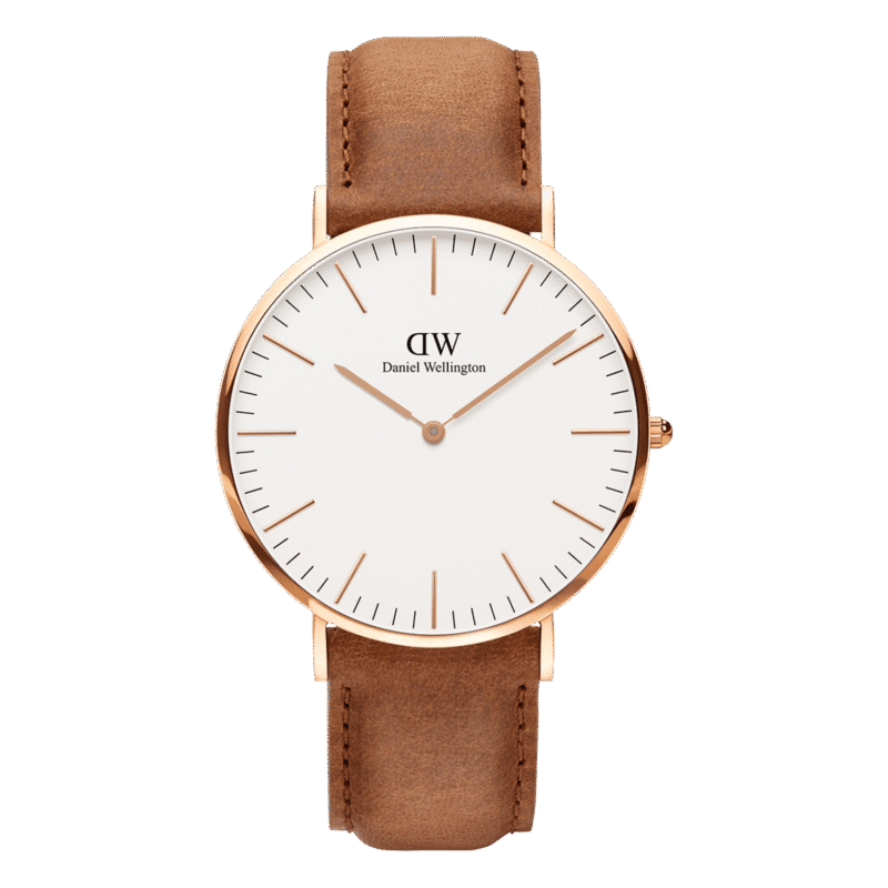DW00100109 Daniel Wellington Classic Durham DW00100109 Unisex 40mm Slim Rose Gold Quartz Watch - Eggshell White Dial, Light Brown Leather Strap