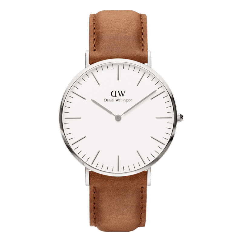 DW00100110 Daniel Wellington Classic Durham DW00100110 Unisex 40mm Slim Silver Quartz Watch - Eggshell White Dial, Brown Leather Strap