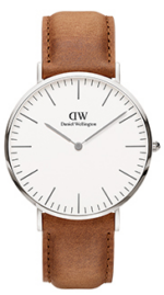 Daniel Wellington Classic Durham DW00100111 Women's 36mm Slim Rose Gold Quartz Watch - Eggshell White Dial, Brown Leather Strap