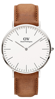 Daniel Wellington Classic Durham DW00100111 Women's 36mm Slim Rose Gold Quartz Watch - Eggshell White Dial, Brown Leather Strap