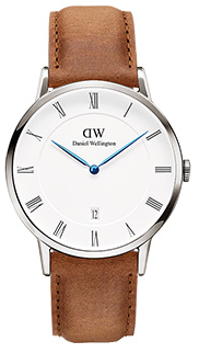 Daniel Wellington Dapper Durham DW00100115 Unisex 38mm Rose Gold Tone Quartz Watch - White Dial, Brown Leather Strap