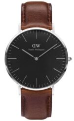 Daniel Wellington Classic Bristol DW00100131 Unisex 40mm Quartz Watch - Black Dial, Brown Leather Strap