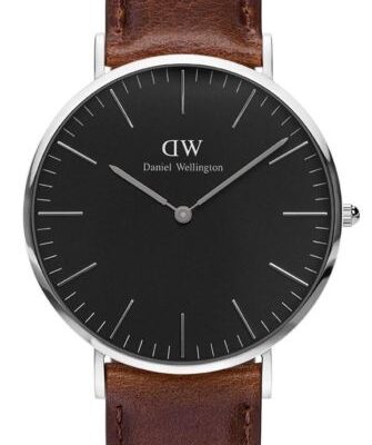 Daniel Wellington Classic Bristol DW00100131 Unisex 40mm Quartz Watch - Black Dial, Brown Leather Strap