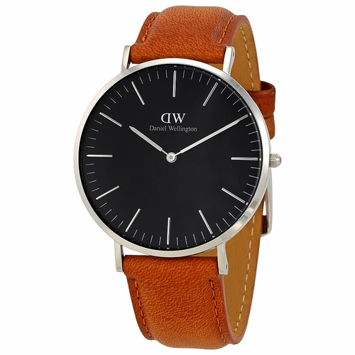 DW00100132 Daniel Wellington Classic Durham DW00100132 Unisex 40mm Silver Analogue Watch - Black Dial, Brown Leather Strap